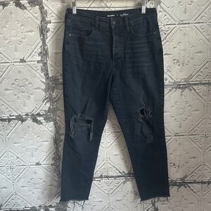 Old Navy Black Distressed high rise o.g straight Jeans